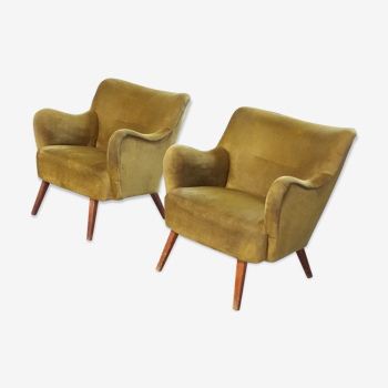 Pair of chairs 50s 60s Design original Italian gold