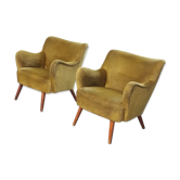 Paire de fauteuils original années 50-60 design italien doré