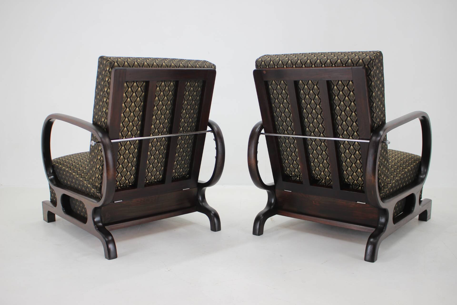 1930s Pair of Restored Art Deco Adjustable Armchairs, Czechoslovakia