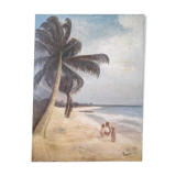 Vintage painting with exotic decorations