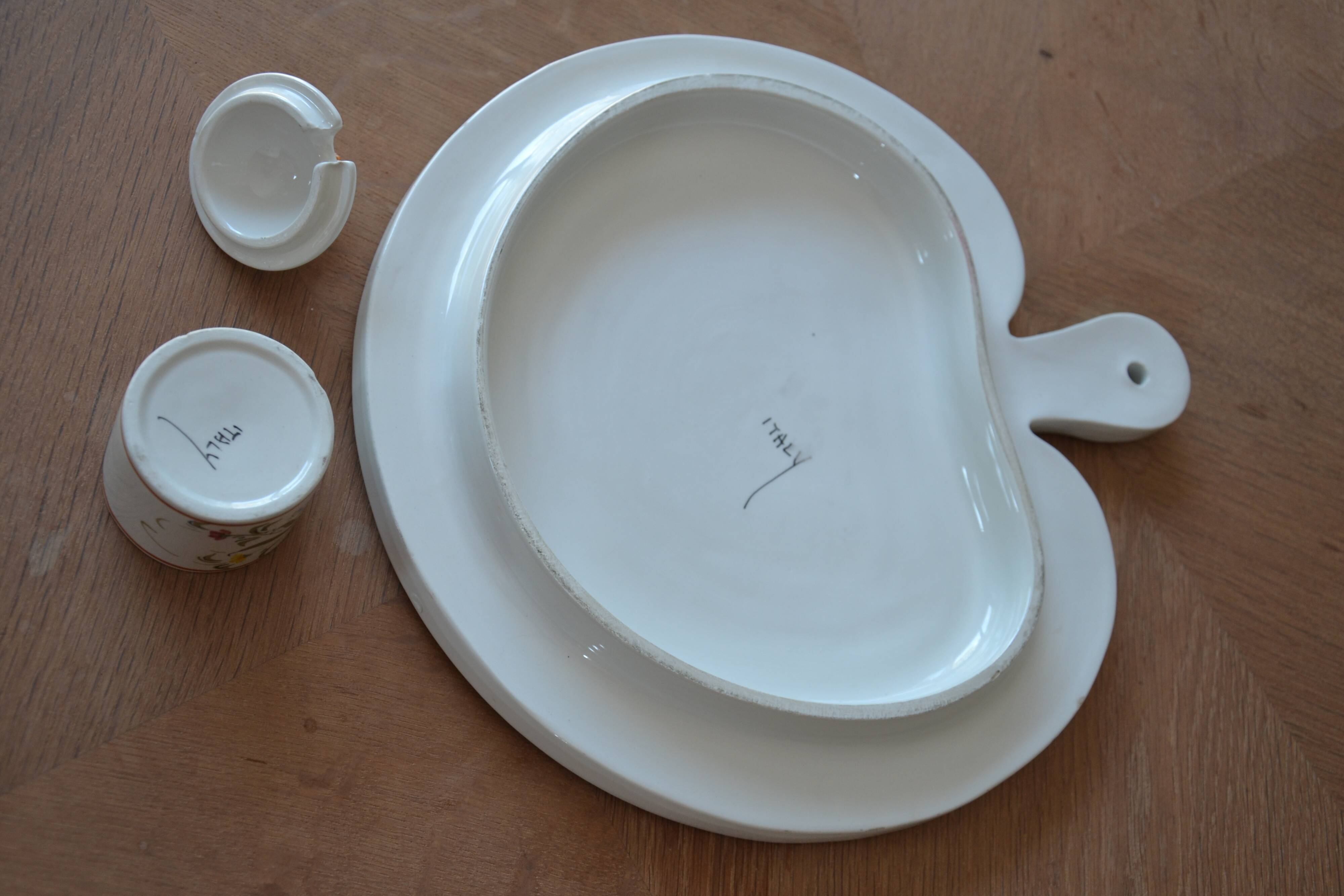 Plateau en céramique italien avec pot