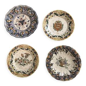 4 assiettes décor rouen