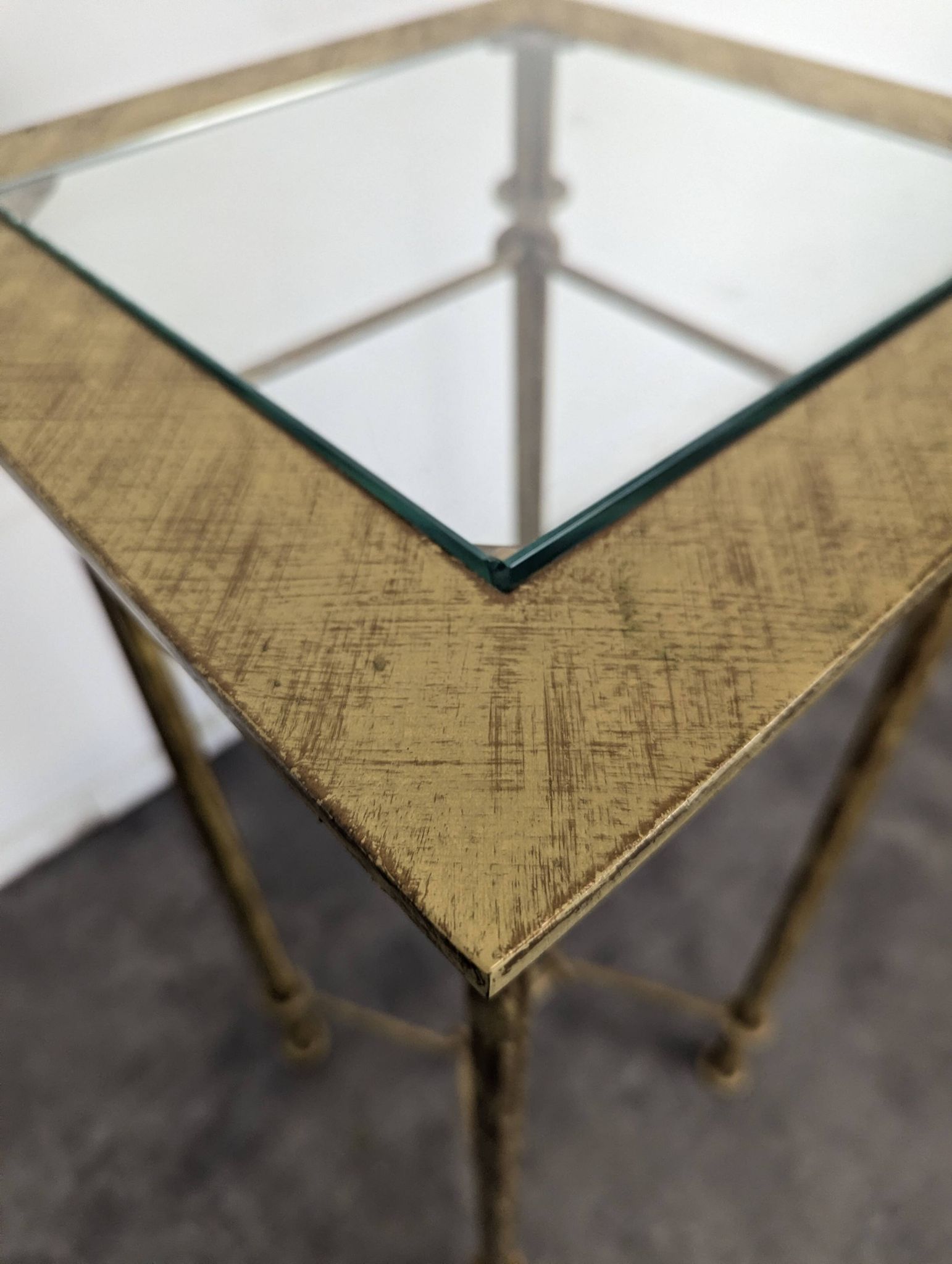 Wrought iron side table in the style of Diego Giacometti.