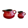 Teapot and milk jar in burgundy red ceramic