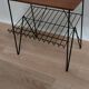 Table basse stringboard vintage teck et fils d'acier Longeur 50cm 1950 Suède
