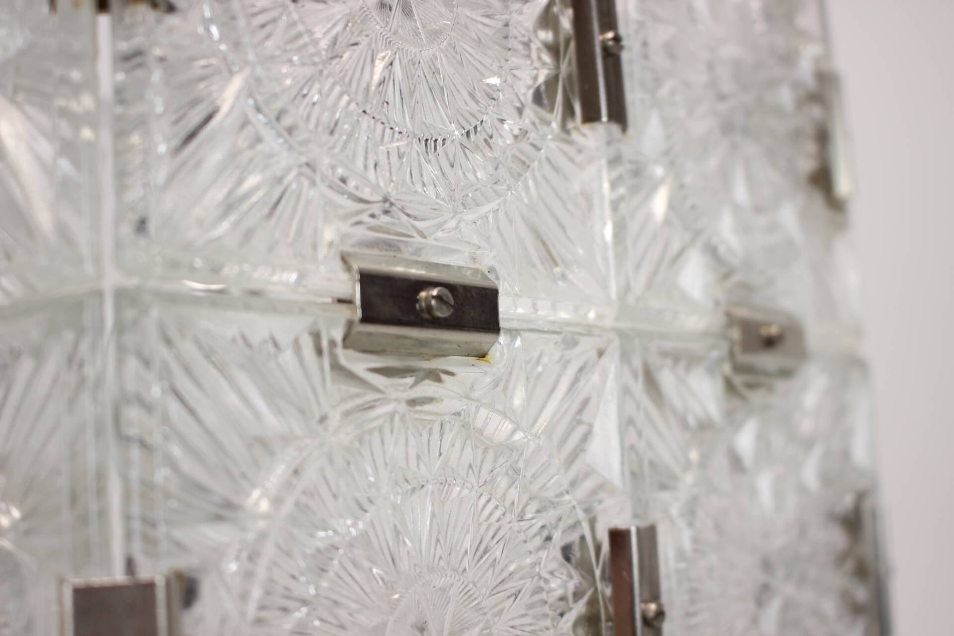 Mid-Century Square Clear Glass Pendant by Kamenicky Senov, 1960's