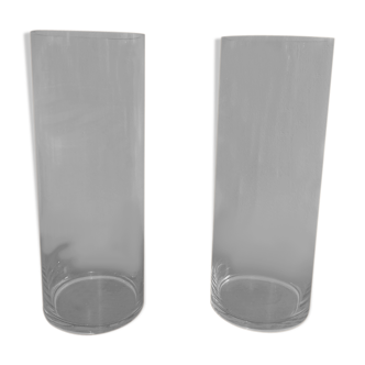 Lot de 2 vases verre transparent