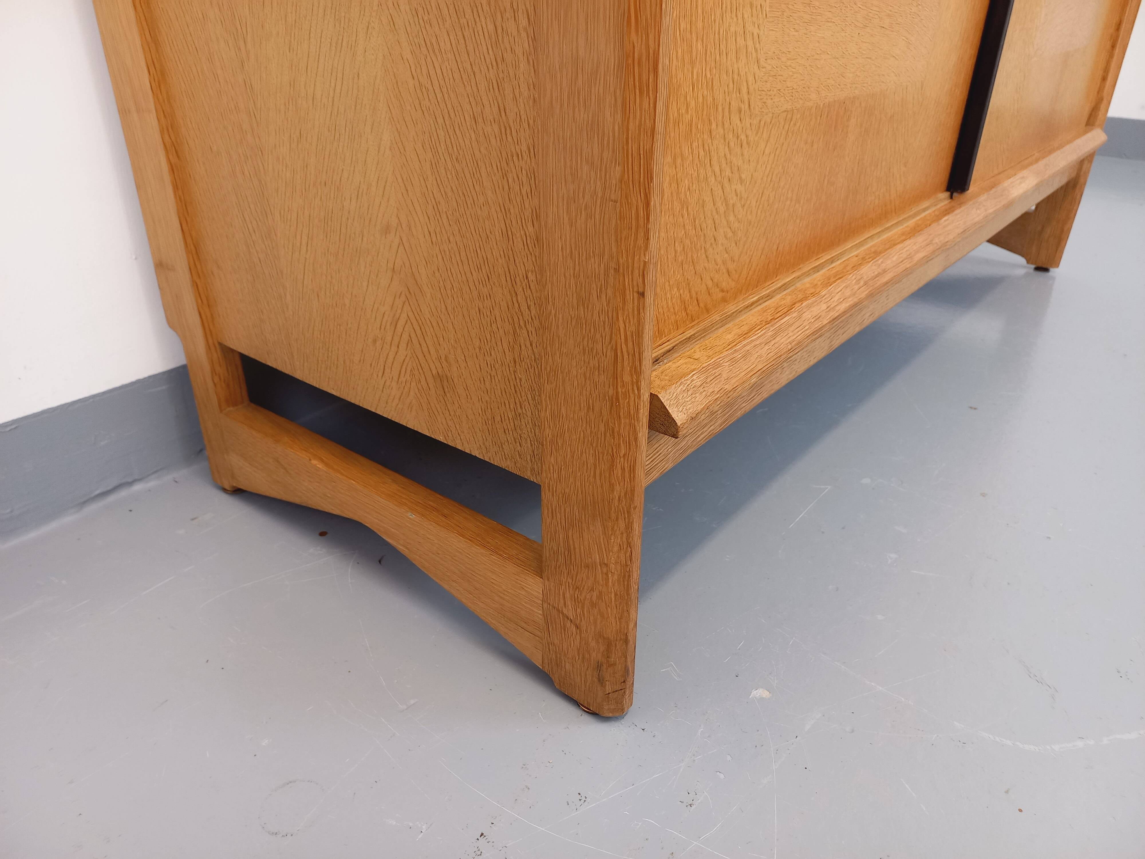 Vintage Guillerme et Chambron wardrobe in solid oak from the 60s