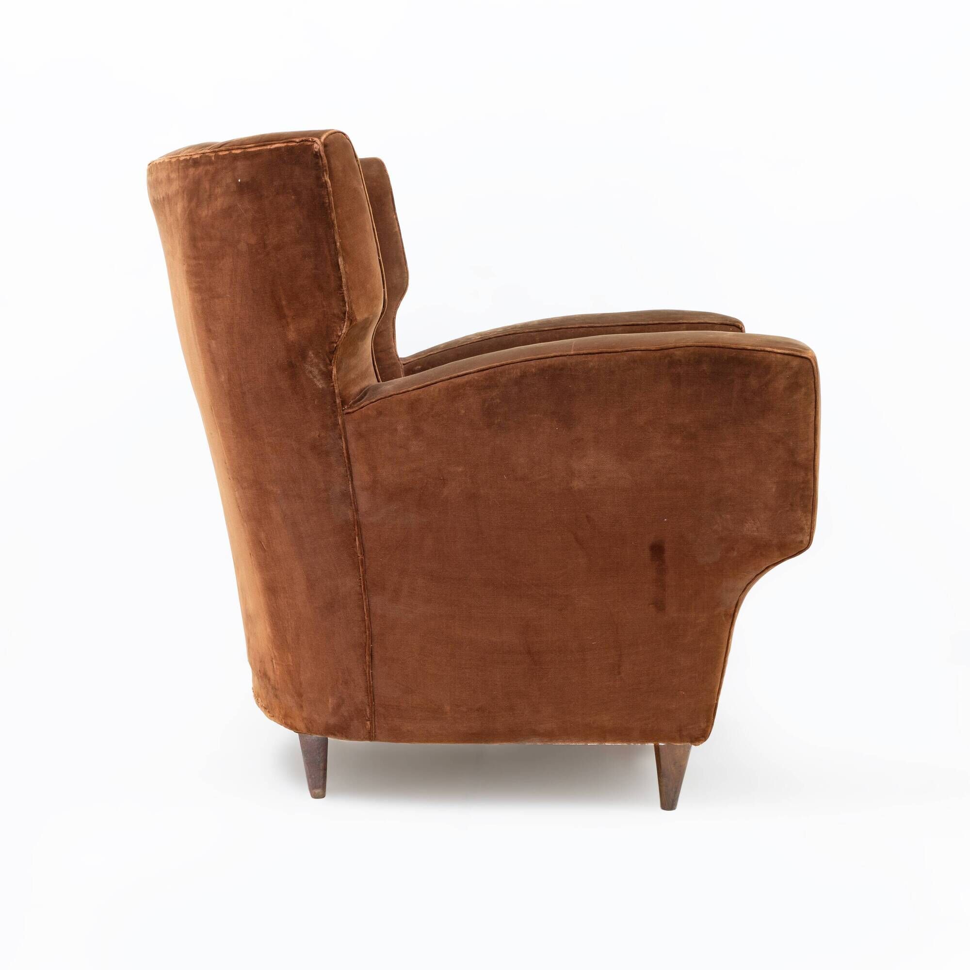 Melchiorre Bega Italian Mid-Century Velvet Armchairs, 1950s, Pair