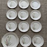 Dessert service, 1 main course & 11 plates in fine porcelain from louis lourioux to Foëcy