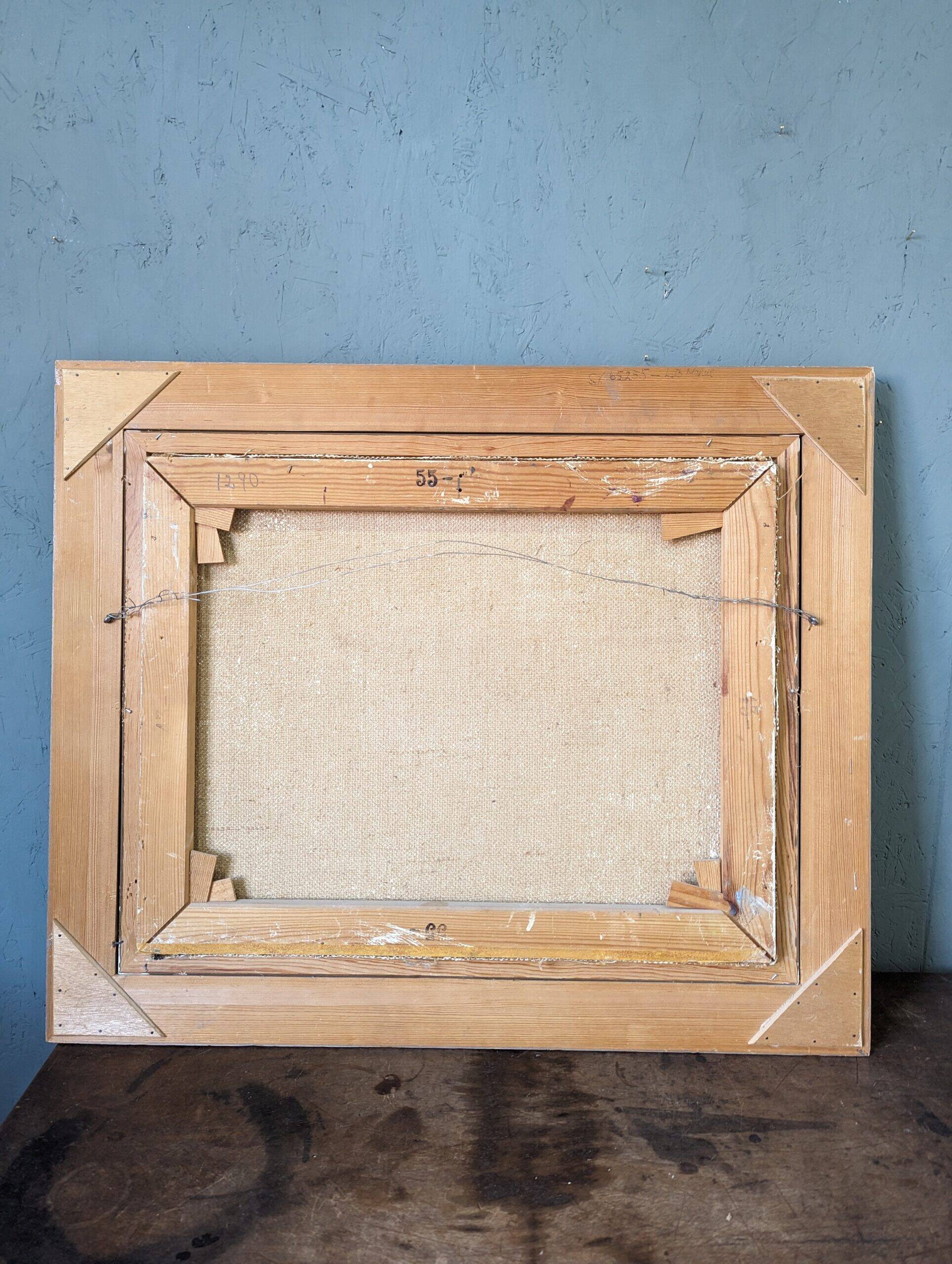 1959 Mid-Century Modern Swedish "Still Life With Lamp" Vintage Oil Painting, Framed