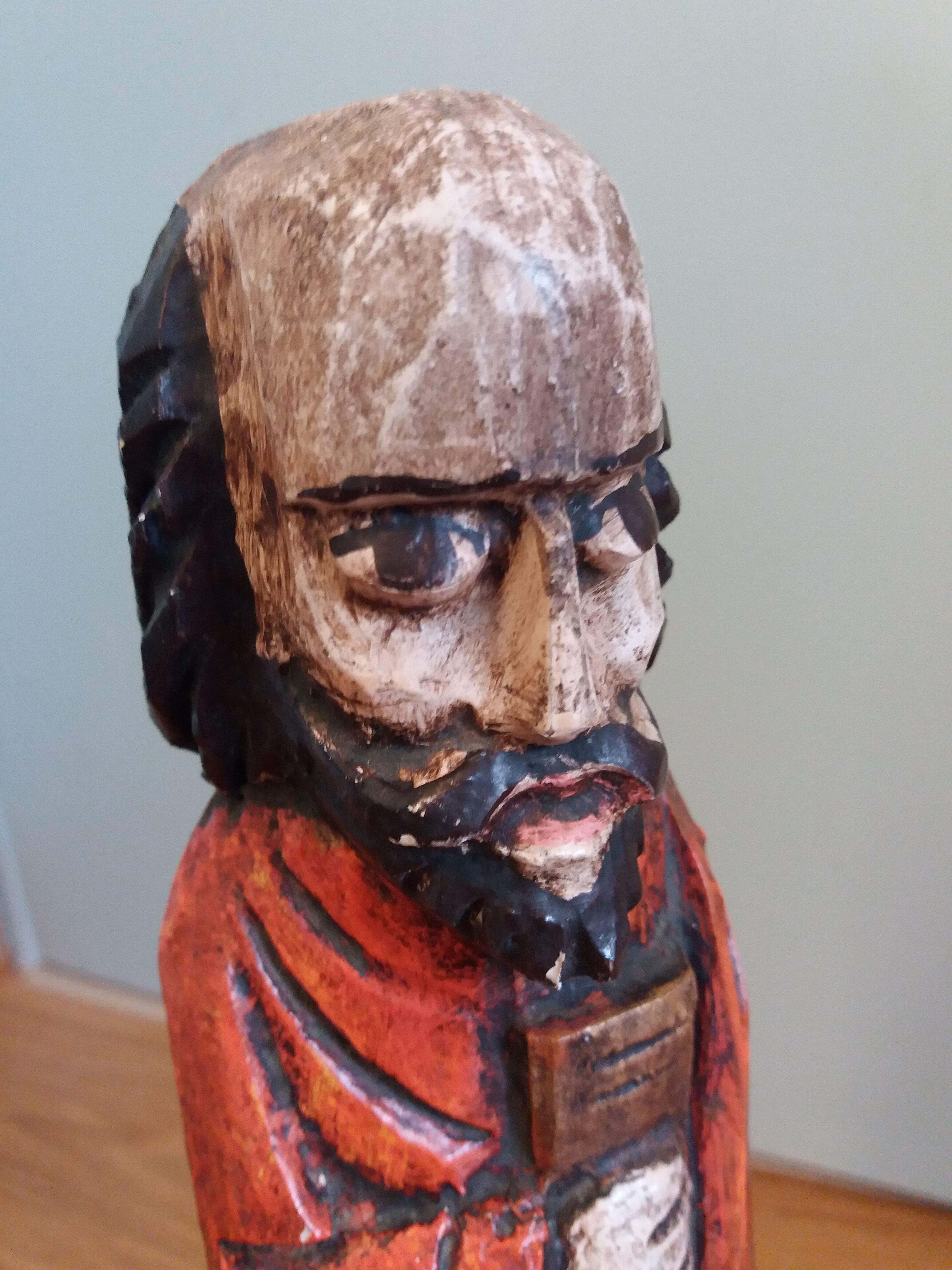 Religious statuette in painted wood
