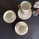 5 antique porcelain espresso cups in aqua green and gold trim