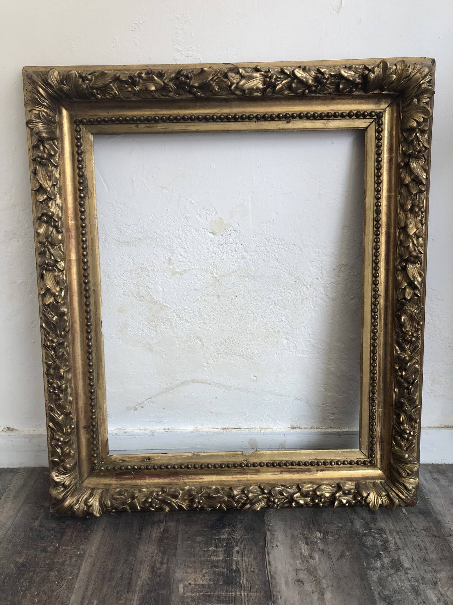 Large frame XIX gilded leaf height 100cm width 86cm