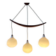 Teak wood and opaline glass chandelier 512 by Uno & Östen Kristiansson for Luxus, Sweden