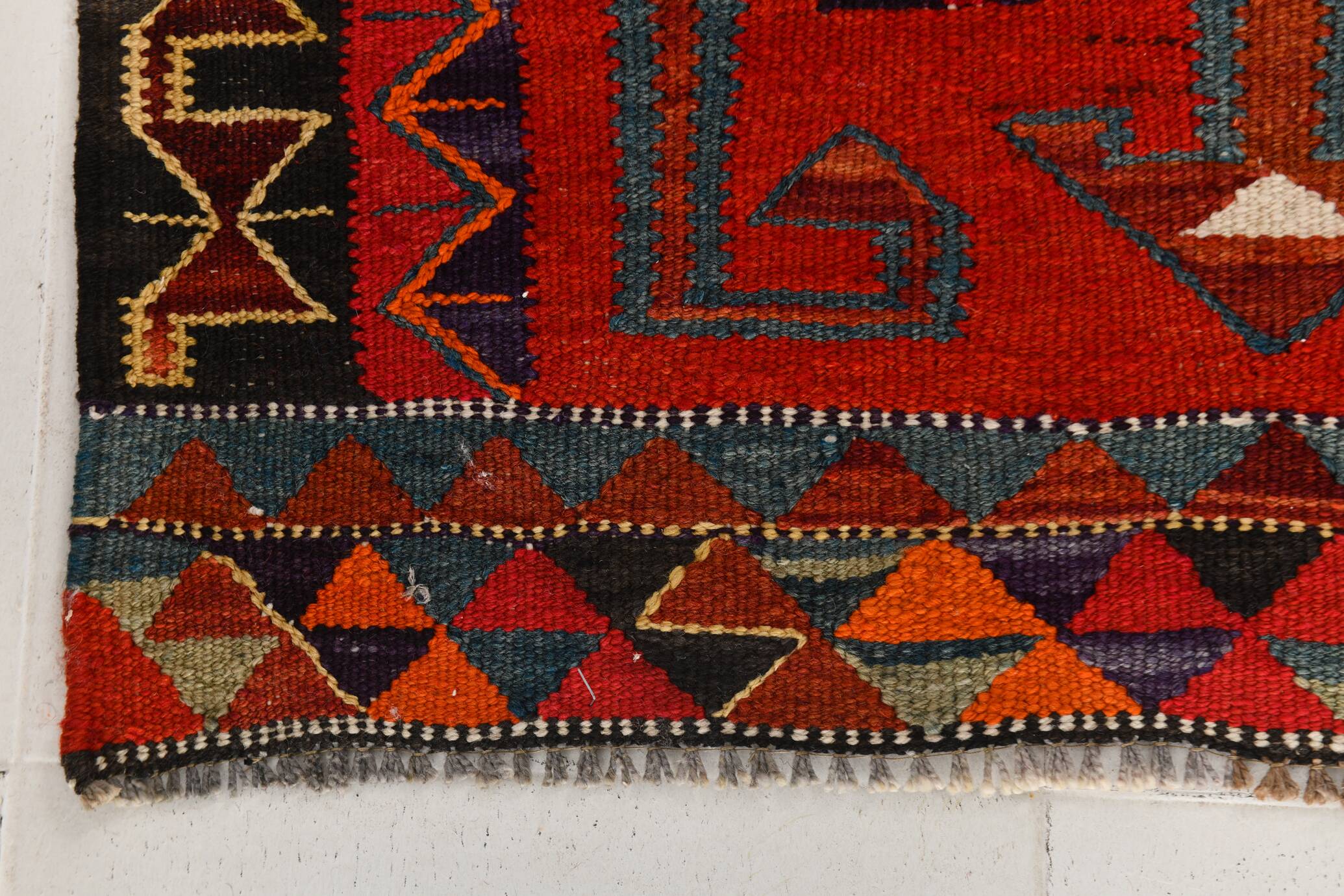 Burgundy & Red Vintage Runner Rug, 99x352Cm