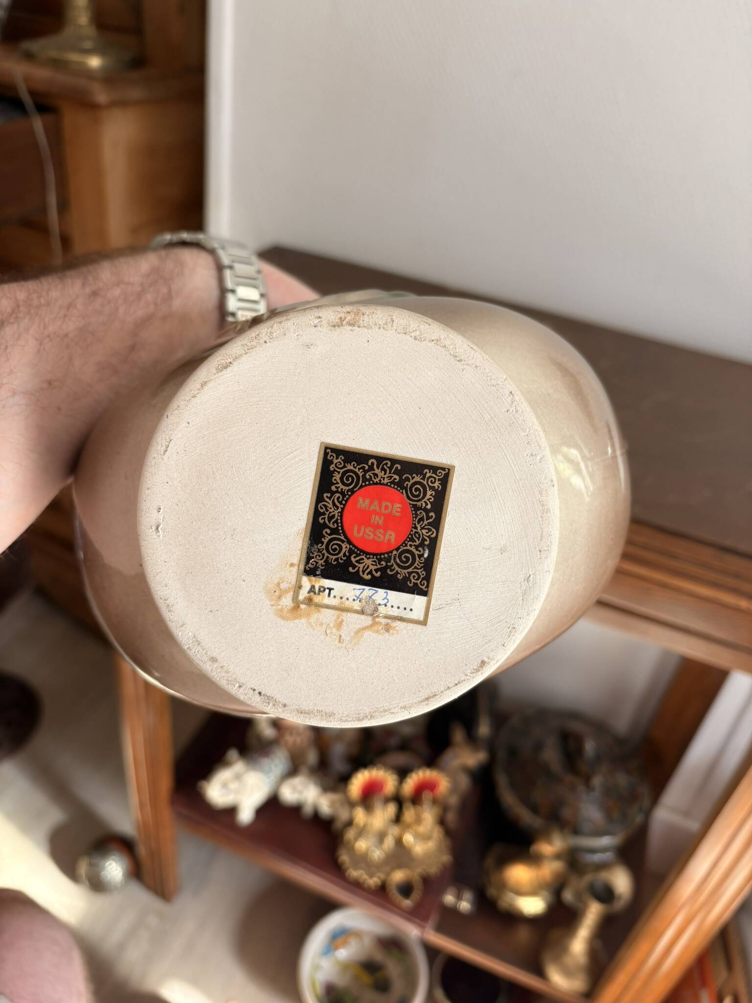 Vintage USSR Soviet Ceramic Amphora Handle Vase