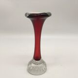 Duo of glass candle holders in the style of Murano