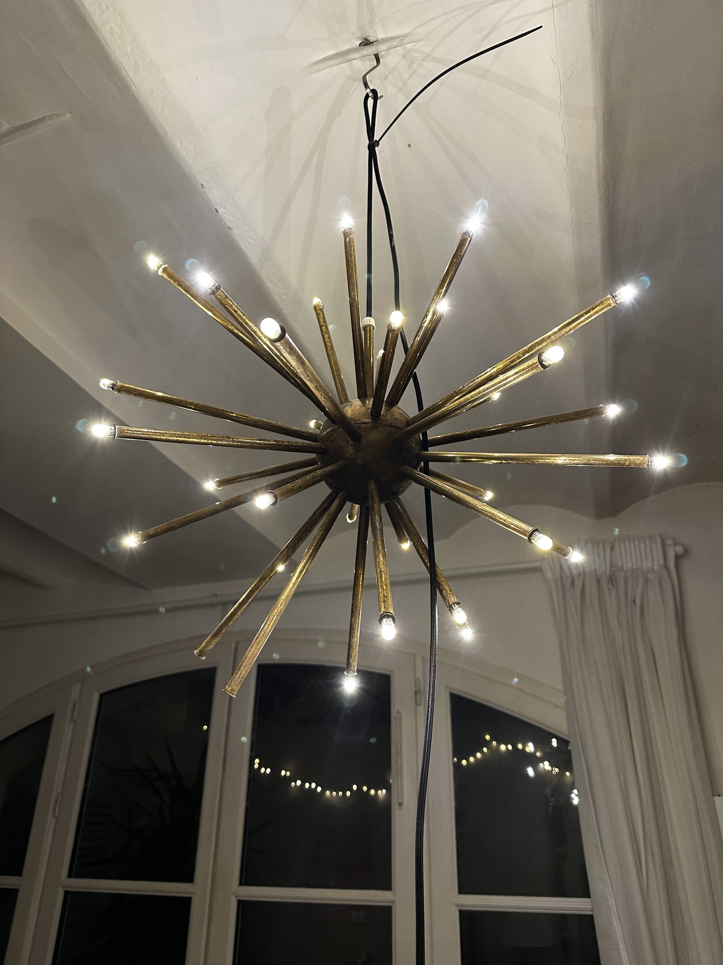 Sputnik Star pendel in Brass 32 arms  Diameter 55cm