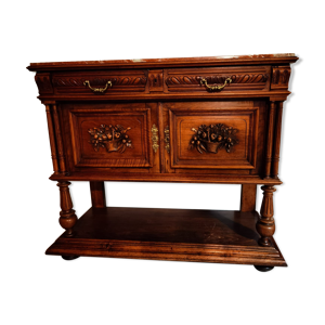 Buffet bois massif et marbre