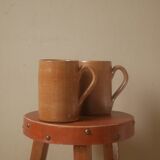 Vintage stoneware mugs ceramic pottery handmade artisanal manufacturing Scandinavian country decoration
