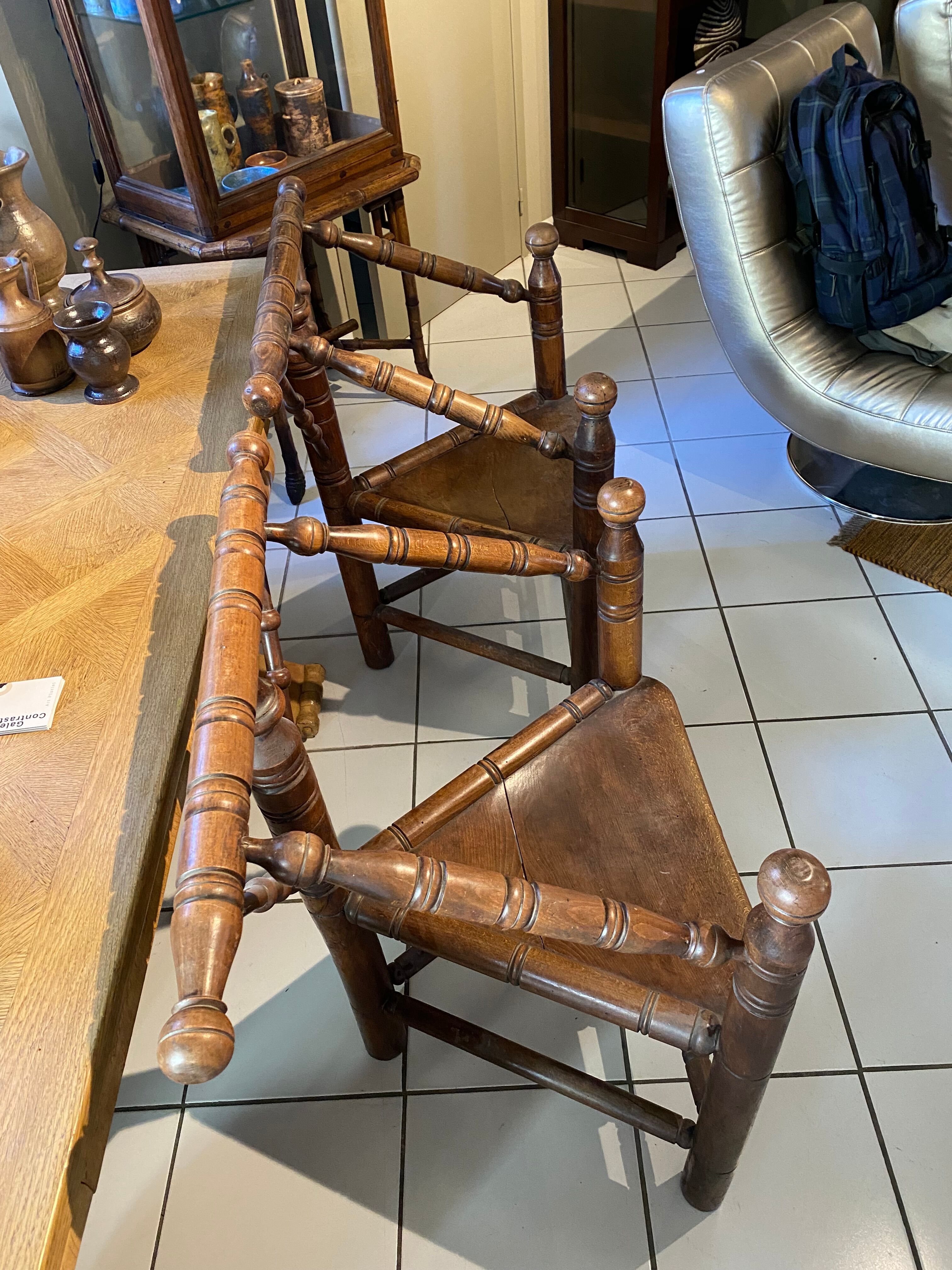 Pair of tripod turner chairs