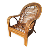 Vintage rattan armchair Mélarti (Emmanuelle style) + custom cushion