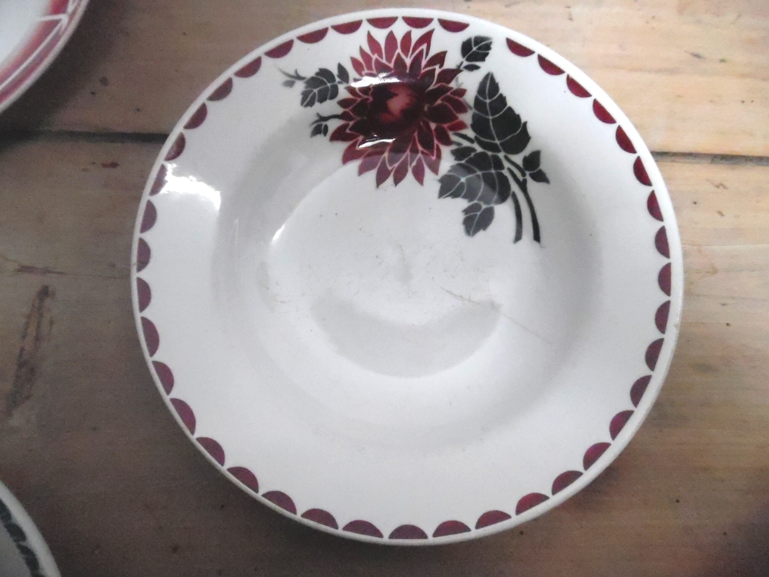 Five deep dishes earthenware mismatched