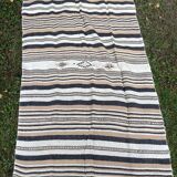 Algerian striped wool blanket or sofa cover with central motif
