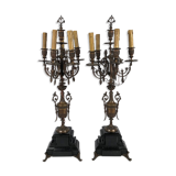 Pair of marble and bronze candelabra, nineteenth