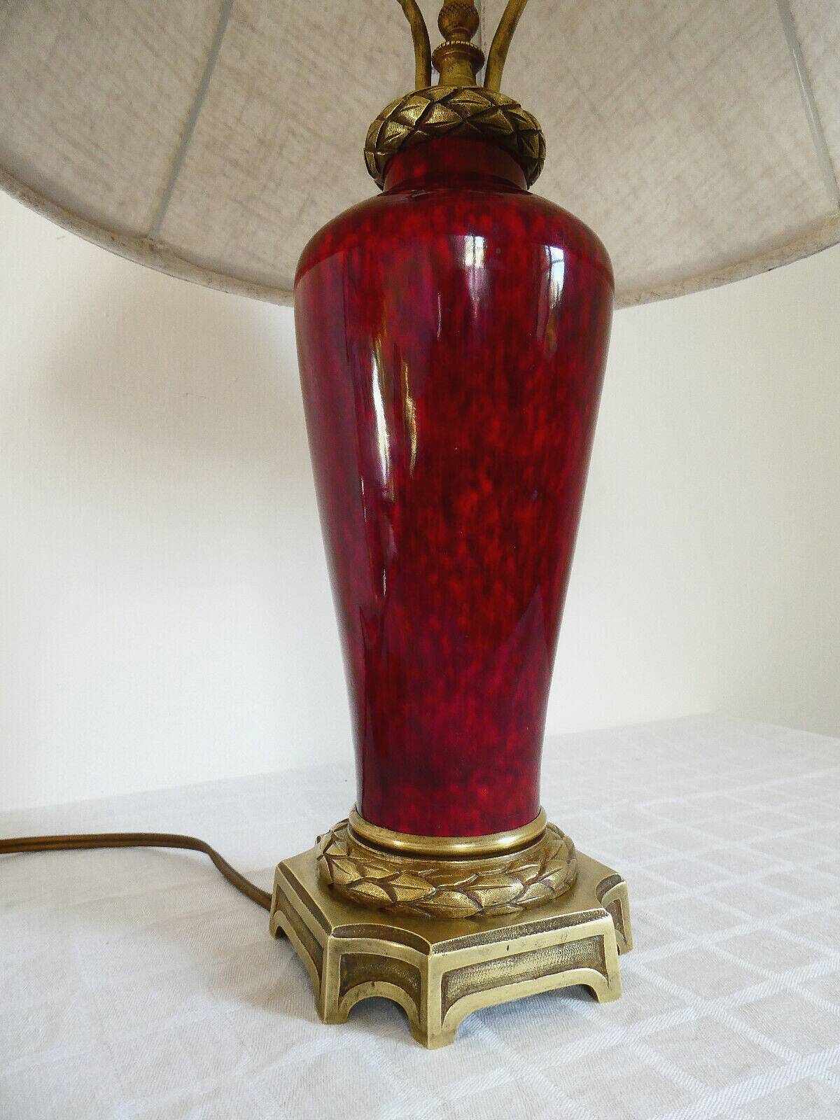 Chinese oxblood porcelain lamp, empire style