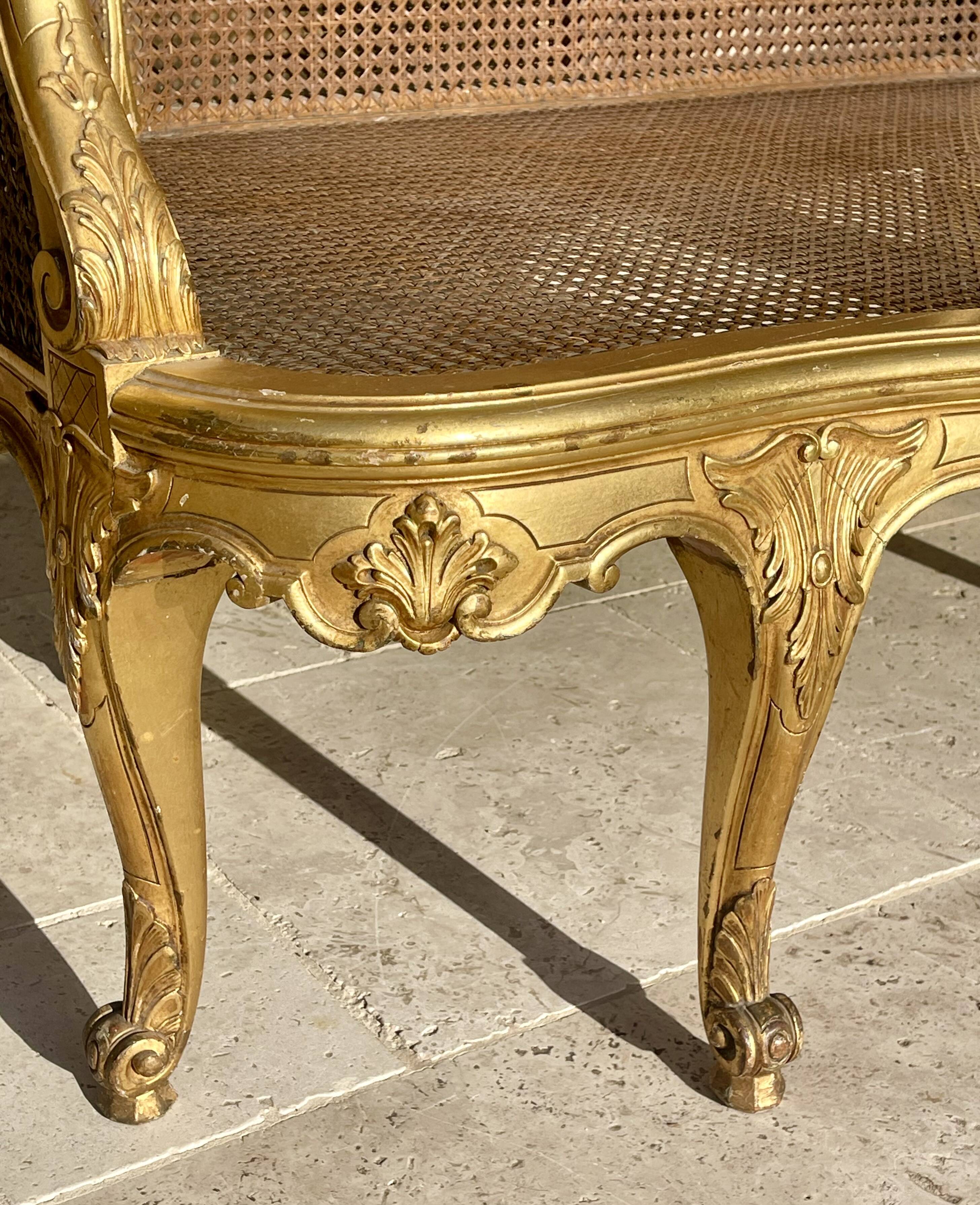 Louis XV Style Gilded Wood Bench