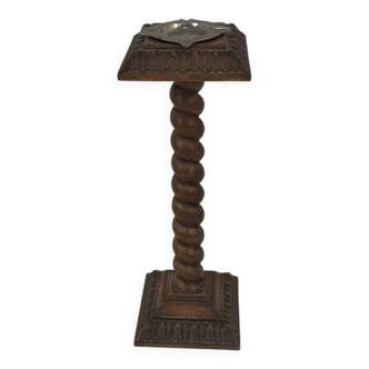 Solid wood column style ashtray