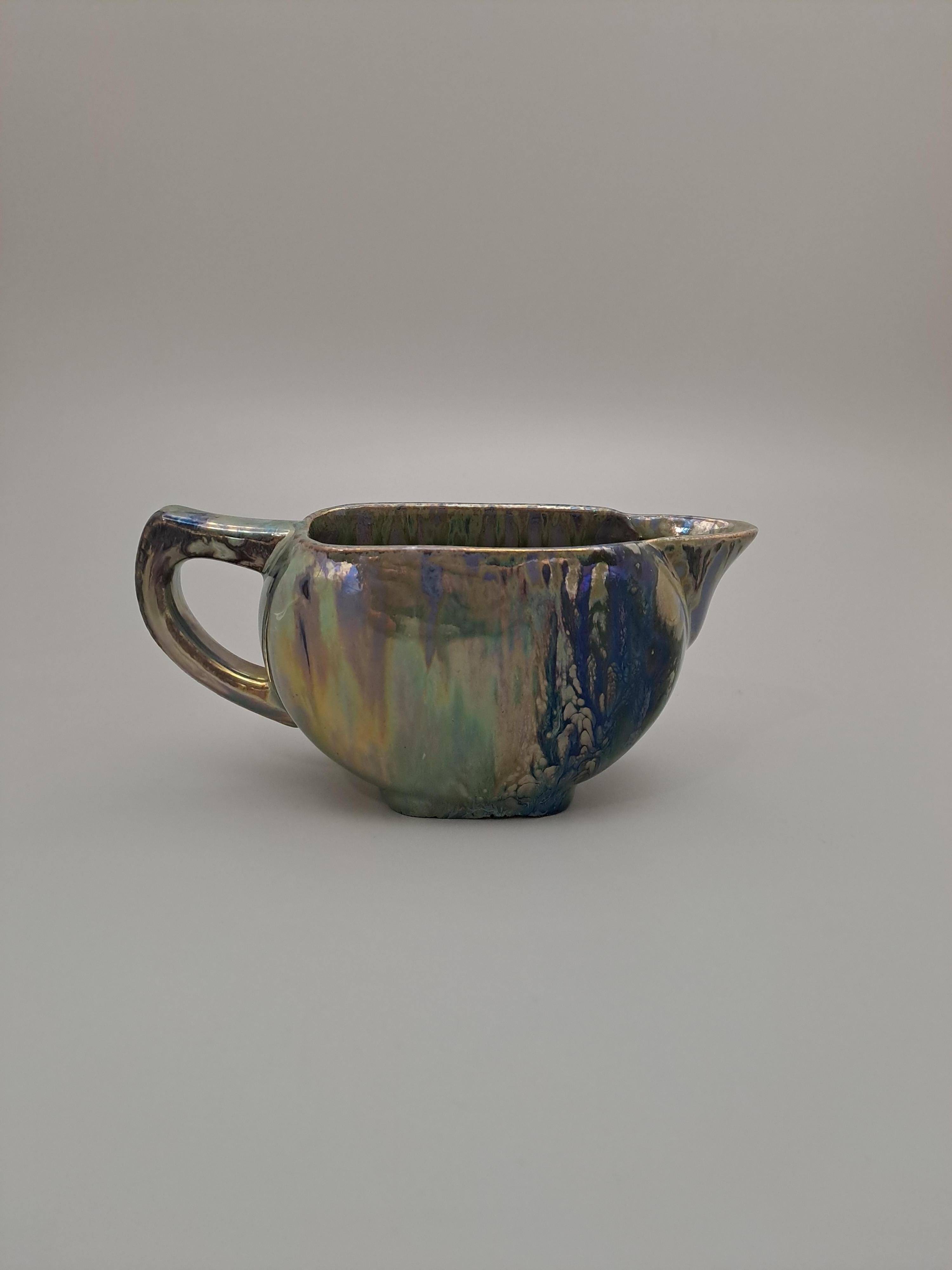 Art Deco Iridescent Jug with Lustre Drip Glaze from Rambervillers, 1920s