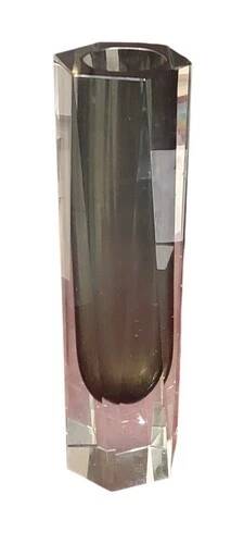 Vase Vintage En Verre Murano Sommerso Goutte Gris Fumé Transparent Années 6