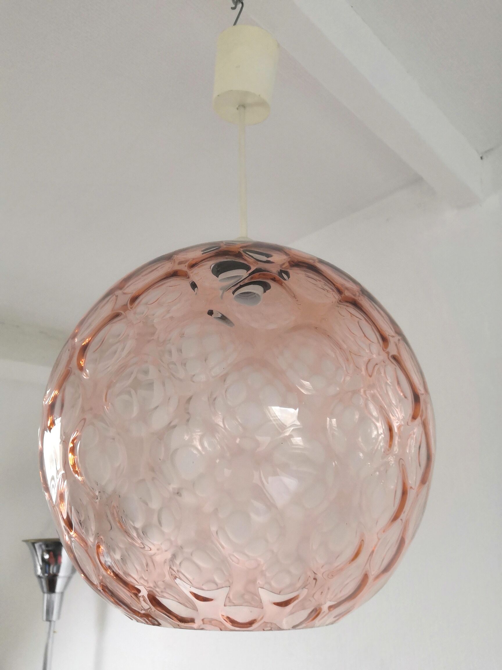 Suspension in bubble glass pink design 70s