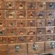 Antique pine drawer cabinet with 50 drawers, apothecary or hardware, 19th century