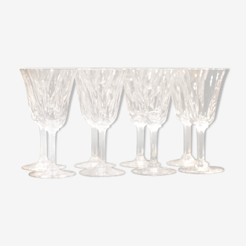 Suite of 8 crystal water glasses of Saint Louis, Model Cerdagne