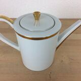 Porcelain tea set A. Vignaud Limoges and mocha spoons Christofle Alfénide