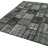 Tapis anatolien contemporain tissé à la main 180 cm x 250 cm tapis patchwork noir