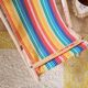 Long chair - Vintage deck chair with striped fabric