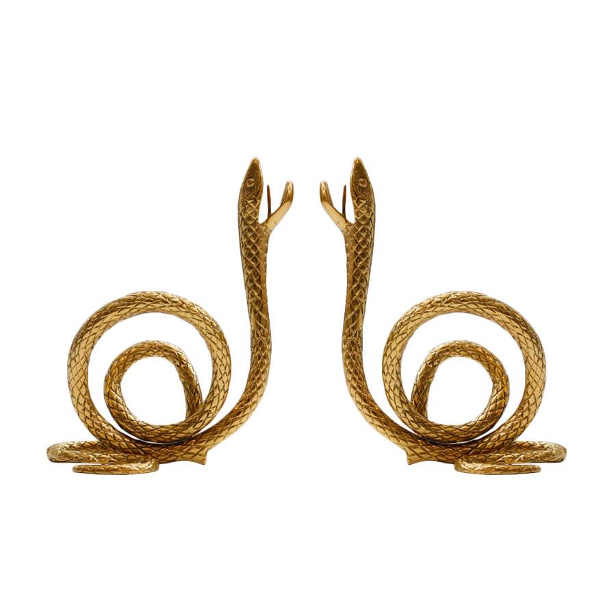 Paire de candélabres en bronze de style mid-century italien