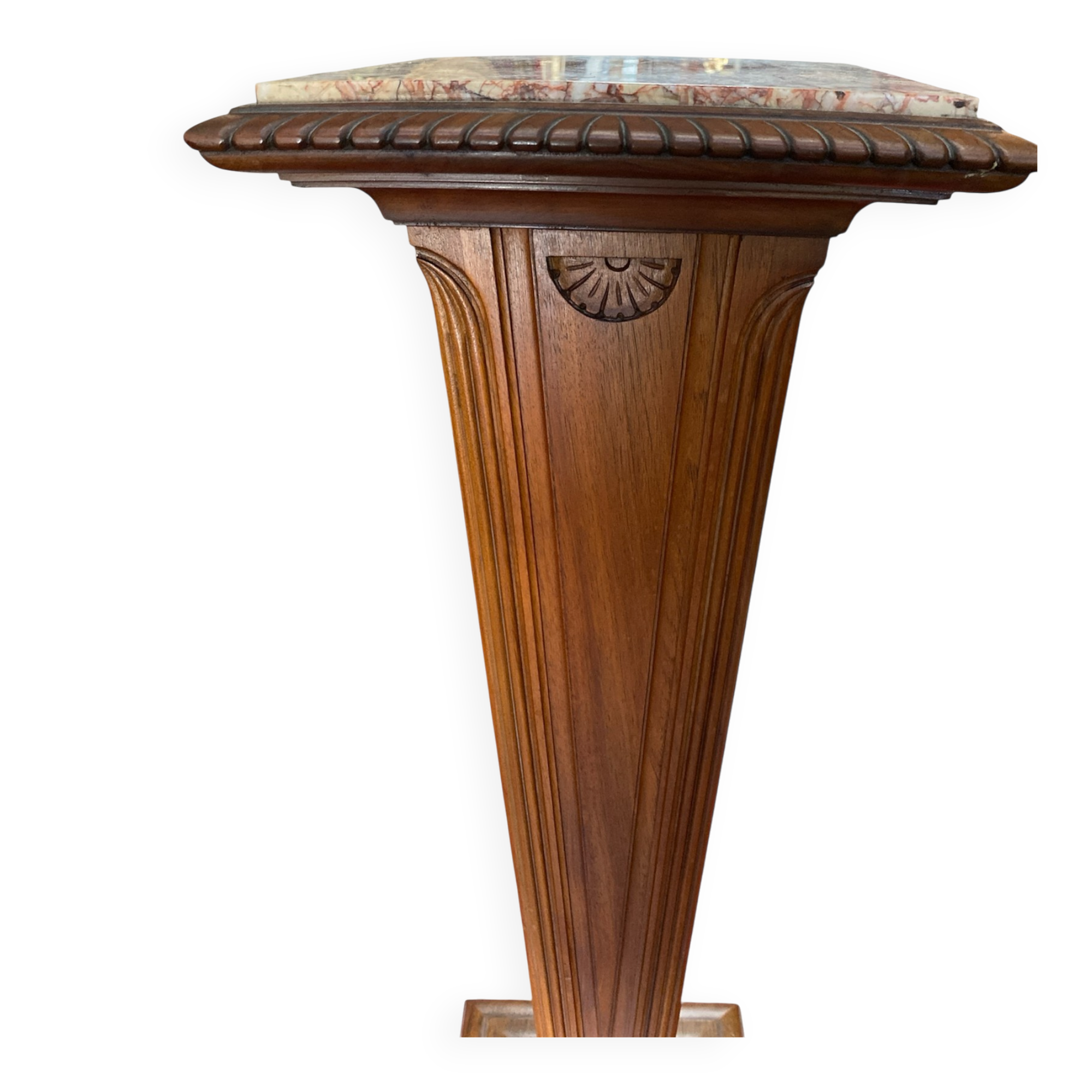 Antique wooden and marble column pedestal – Art Deco style