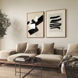 Paire d'impressions giclées, ensemble d'art mural abstrait de deux, 50x70cm