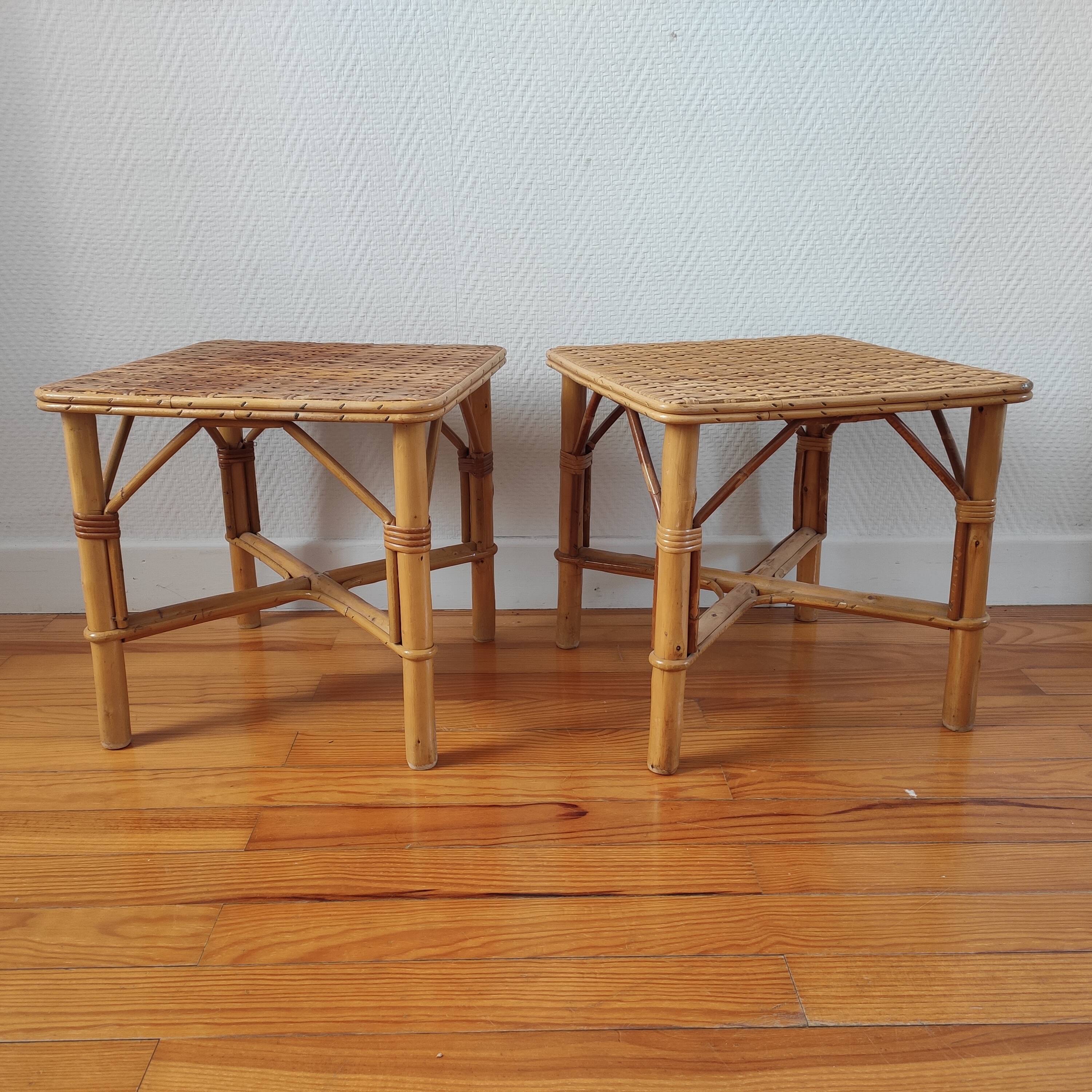 Rattan bedside tables