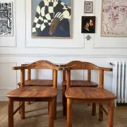 4 pine armchairs from the 1970s