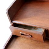 Mid-century curvy dressing table in teak with pull out mirror