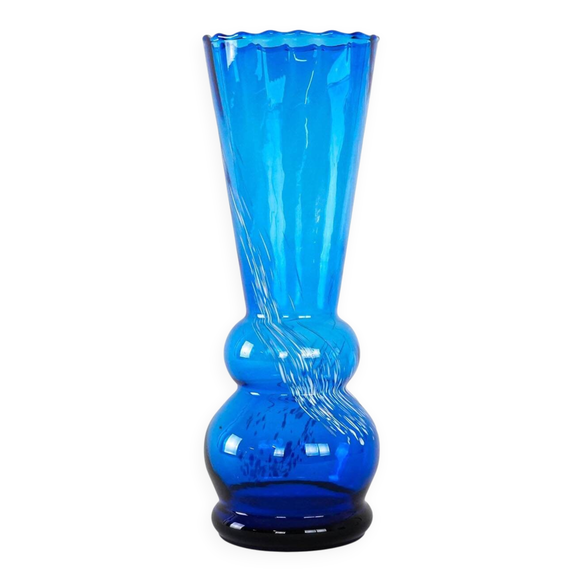 Blue glass vase, Danish design, 1960s, made in Denmark