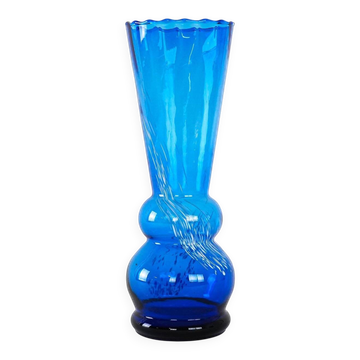 Vase en verre bleu, Danemark années 1960