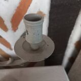 Taupe linen patinated candle holder